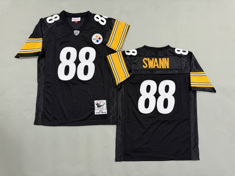 Men 2025 Pittsburgh Steelers 88 Swann black Throwback Limited NFL Jersey style 003